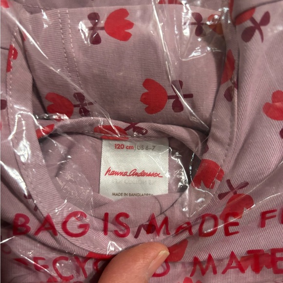 Hanna Andersson Pink Short Sleeve Dress with Red Floral Print and Pockets - Picture 4 of 4